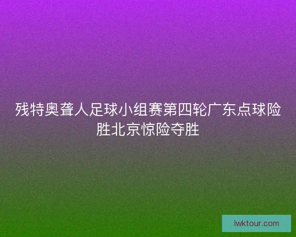 残特奥聋人足球小组赛第四轮广东点球险胜北京惊险夺胜