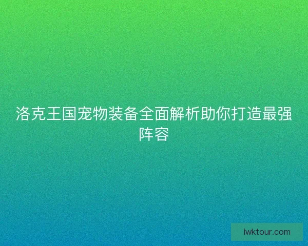 洛克王国宠物装备全面解析助你打造最强阵容