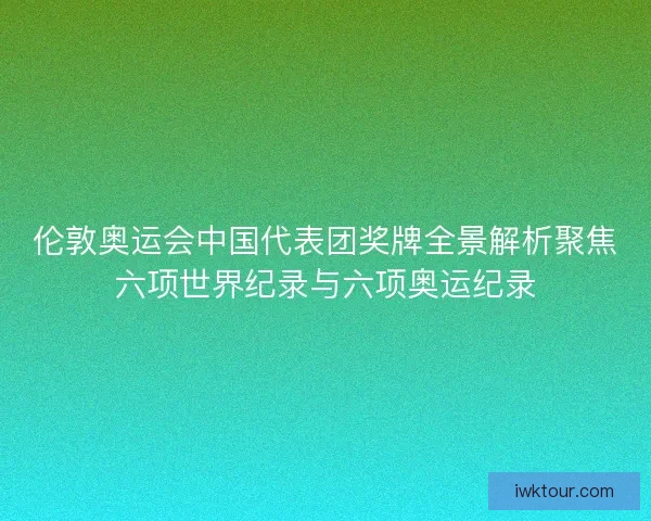 伦敦奥运会中国代表团奖牌全景解析聚焦六项世界纪录与六项奥运纪录